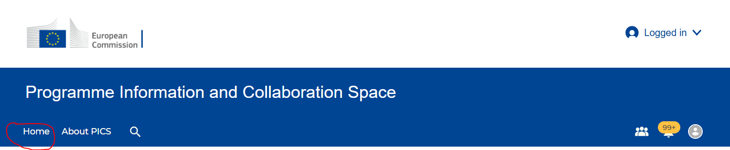 Menu of the Authorised User (AU) home page
